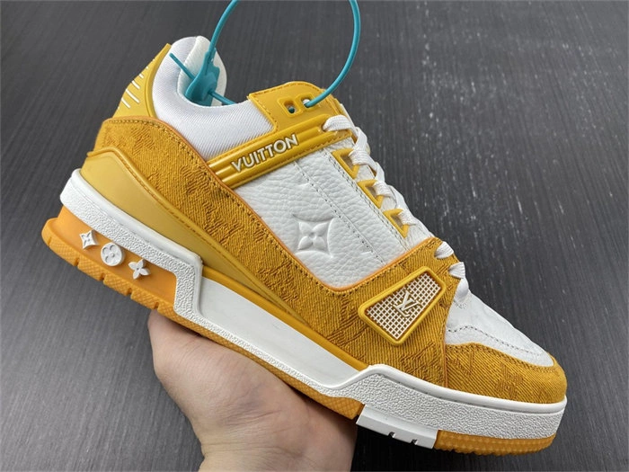 Compact Luis Vitton Trainer Yellow Monogram Denim White 1A9JHB 1707